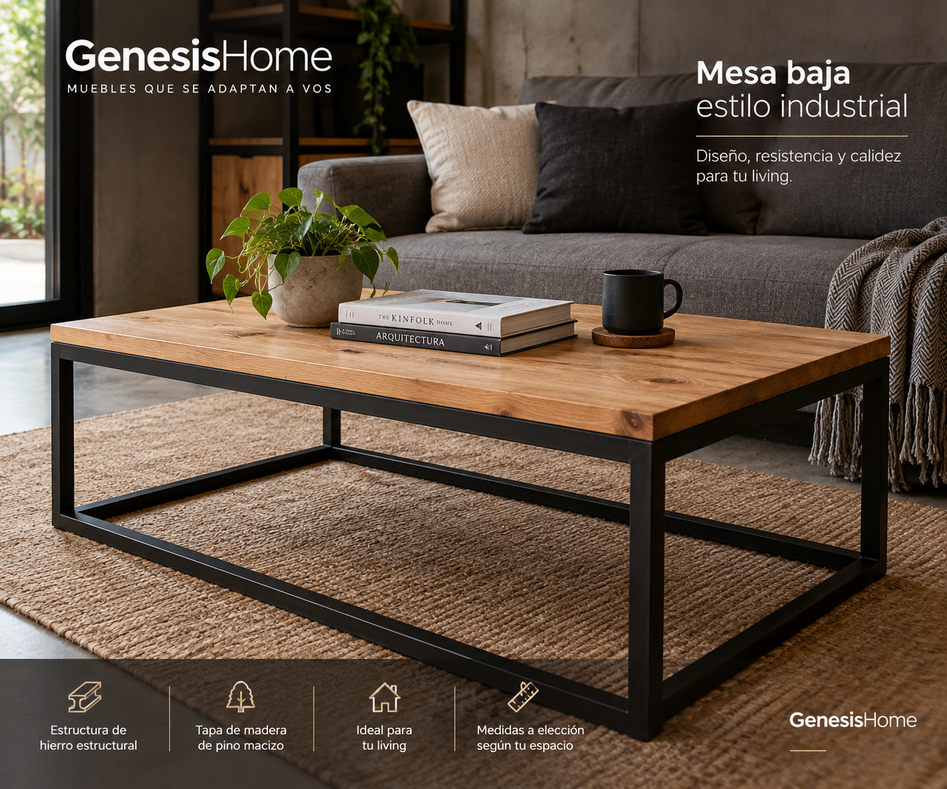Mesa ratona estilo industrial