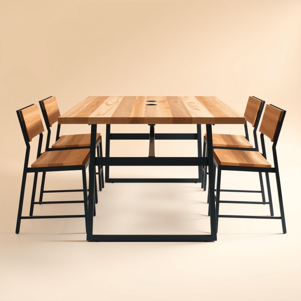 Mesa de comedor industrial 6 personas